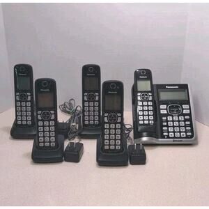 Panasonic KX-TGF570 5 Handset Cordless Phone with Link2Cell - Black